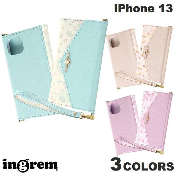 ingrem iPhone 13 ディズニーキャラクタープリンセス 手帳型レザーケース Collet チャーム+ストラップ付  イングレム