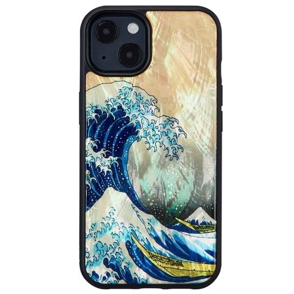 Ikins アイキンス iPhone 13 天然貝ケース 神奈川沖浪裏 I21050i13