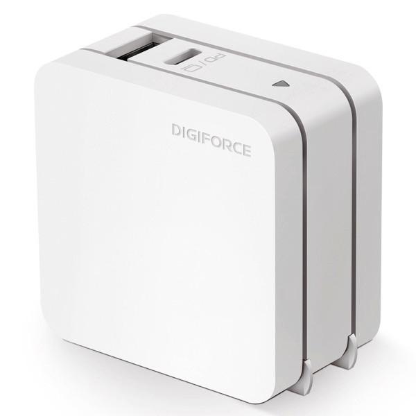 DIGIFORCE デジフォース USB充電器 65W GaN PD対応 Fast Charger USB-A 1ポート / USB Type-C 1ポート ホワイト D0035WH