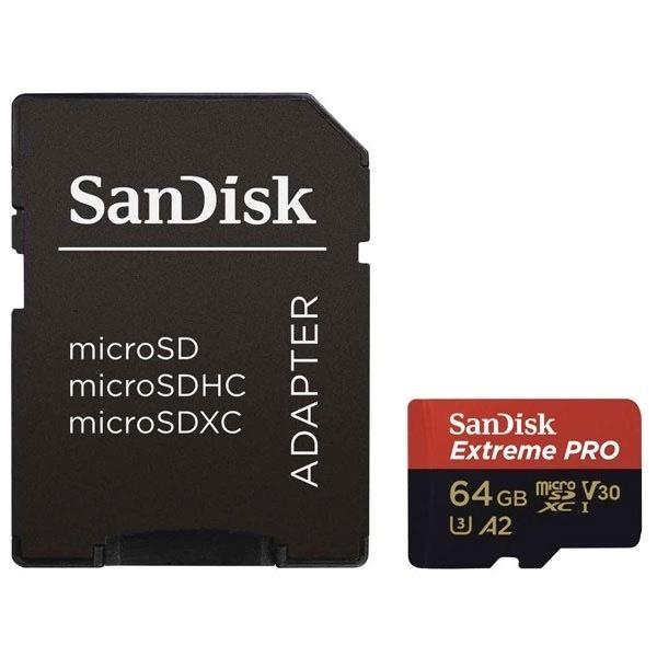 SanDisk サンディスク 64GB EXTREME PRO microSDXC UHS1 R=170/W=90 4K V30 A2対応 アダプタ付き 海外パッケージ SDSQXCY-064G-GN6MA
