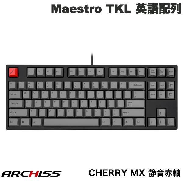 ARCHISS アーキス Maestro TKL テンキーレス キーボード 英語配列 87キー CHERRY MX静音赤軸 昇華印字 黒/グレイ AS-KBM87/SRGB