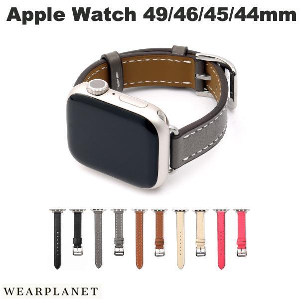 WEARPLANET Apple Watch 49 / 45 / 44 / 42mm Slim Line カウハイドレザー製 クラシック本革バンド ウェアプラネット