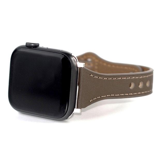 WEARPLANET Apple Watch 41 / 40 / 38mm Slim Line フラット本革バンド Smoky Brown