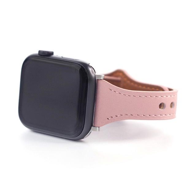 WEARPLANET Apple Watch 41 / 40 / 38mm Slim Line フラット本革バンド Tickle Pink