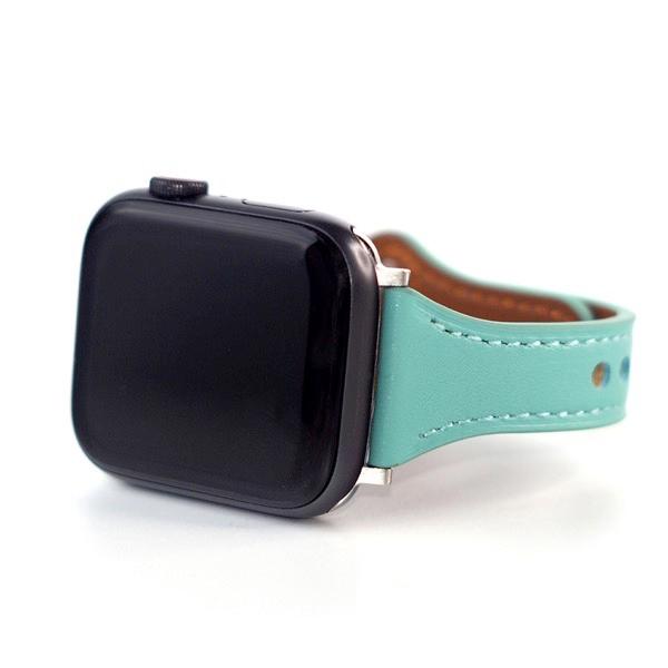 WEARPLANET Apple Watch 41 / 40 / 38mm Slim Line フラット本革バンド Honeydew Mint