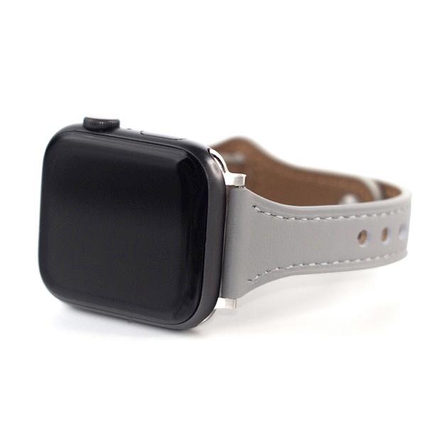 WEARPLANET ウェアプラネット Apple Watch 49 / 45 / 44 / 42mm Slim Line フラット本革バンド Antique Gray