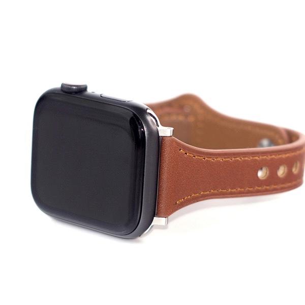 WEARPLANET ウェアプラネット Apple Watch 49 / 45 / 44 / 42mm Slim Line フラット本革バンド Maple Brown