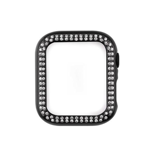 WEARPLANET ウェアプラネット Apple Watch 44mm SE 第2世代 / SE / 6 / 5 / 4 ラインストーンハードケース de luxe ブラック