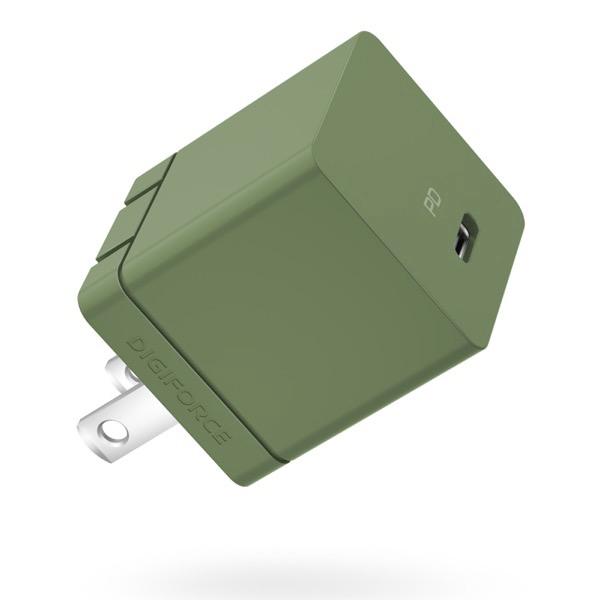 DIGIFORCE デジフォース USB充電器 30W PD対応 cube USB Type-C 1ポート オリーブグリーン D0081OG