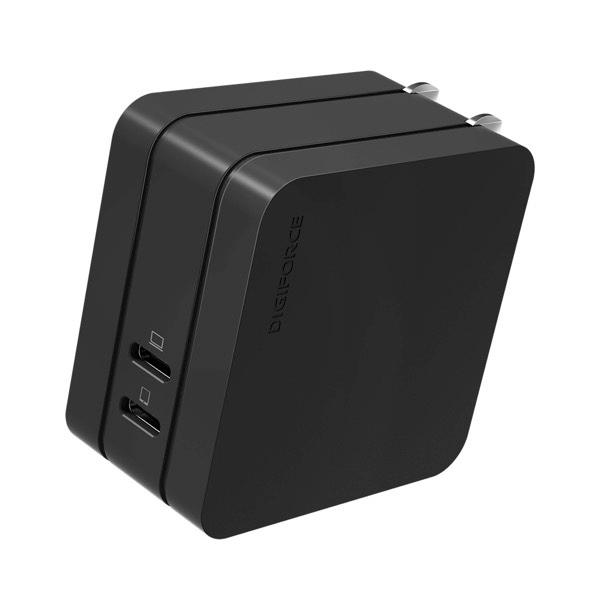 DIGIFORCE デジフォース USB充電器 65W PD対応 suqare USB Type-C 2ポート ブラック D0082BK