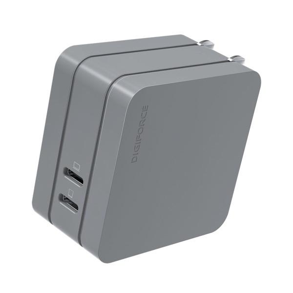 DIGIFORCE デジフォース USB充電器 65W PD対応 suqare USB Type-C 2ポート チャコールグレー D0082CG