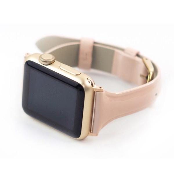 WEARPLANET ウェアプラネット Apple Watch 49 / 45 / 44 / 42mm Slim Line 本革 エナメルバンド ティックルドピンク WP23095AWPK