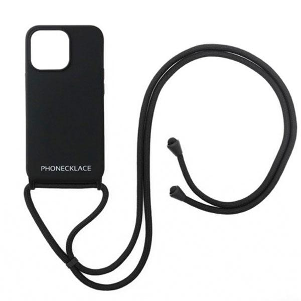 PHONECKLACE フォンネックレス iPhone 13 Pro ロープネックストラップ付き シリコンケース ブラック PN23272i13PBK