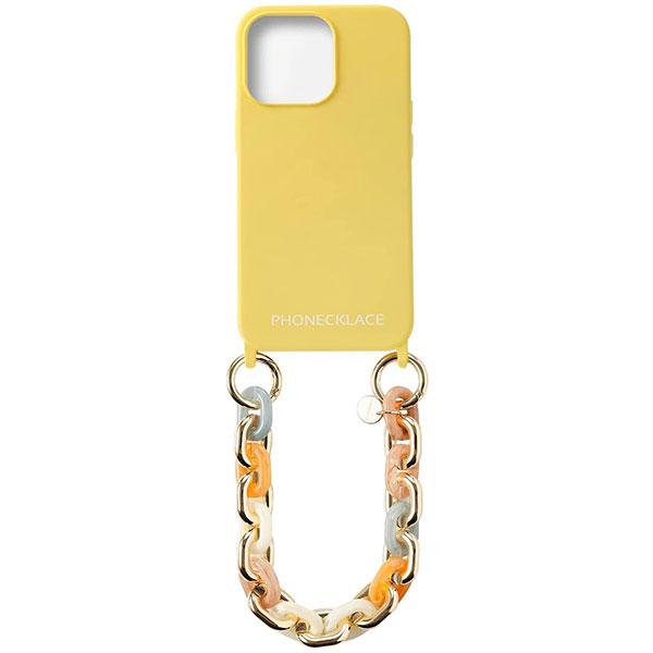 PHONECKLACE フォンネックレス iPhone 13 Pro Max ハンドチェーンストラップ付きシリコンケース イエロー PN23279i13PMYL