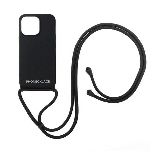 PHONECKLACE フォンネックレス iPhone 13 Pro Max ロープネックストラップ付き シリコンケース ブラック PN23284i13PMBK