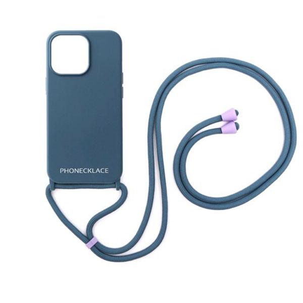 PHONECKLACE フォンネックレス iPhone 13 Pro Max ロープネックストラップ付き シリコンケース ティールブルー PN23285i13PMBL
