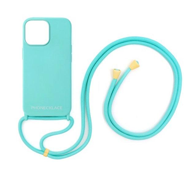 PHONECKLACE フォンネックレス iPhone 13 Pro Max ロープネックストラップ付き シリコンケース ミント PN23286i13PMMT