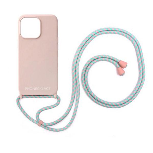 PHONECKLACE フォンネックレス iPhone 13 Pro Max ロープネックストラップ付き シリコンケース パウダーピンク PN23287i13PMPK