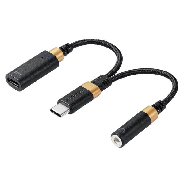 ELECOM 音声変換ケーブル 高耐久 USB Type-C to 3.5mmステレオミニ端子 DAC搭載 ハイレゾ対応 給電ポート付 PD対応 ブラック