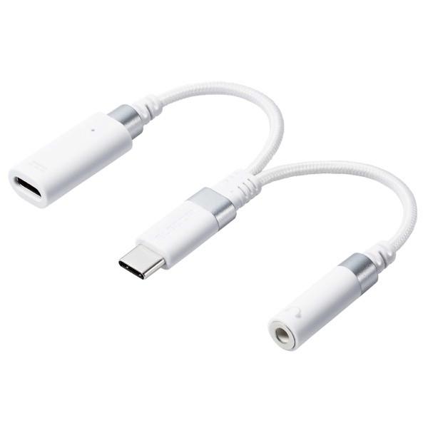 ELECOM 音声変換ケーブル 高耐久 USB Type-C to 3.5mmステレオミニ端子 DAC搭載 ハイレゾ対応 給電ポート付 PD対応 ホワイト