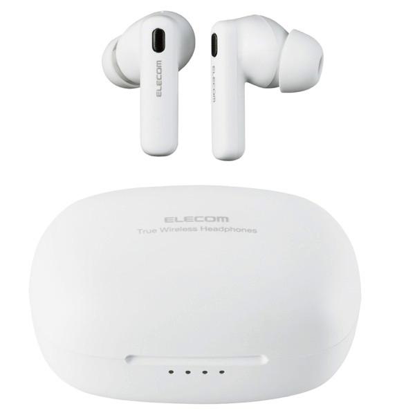 ELECOM Bluetooth 5.2 アクティブノイズキャンセリング 完全ワイヤレスイヤホン AAC 低遅延 カナル型 ホワイト