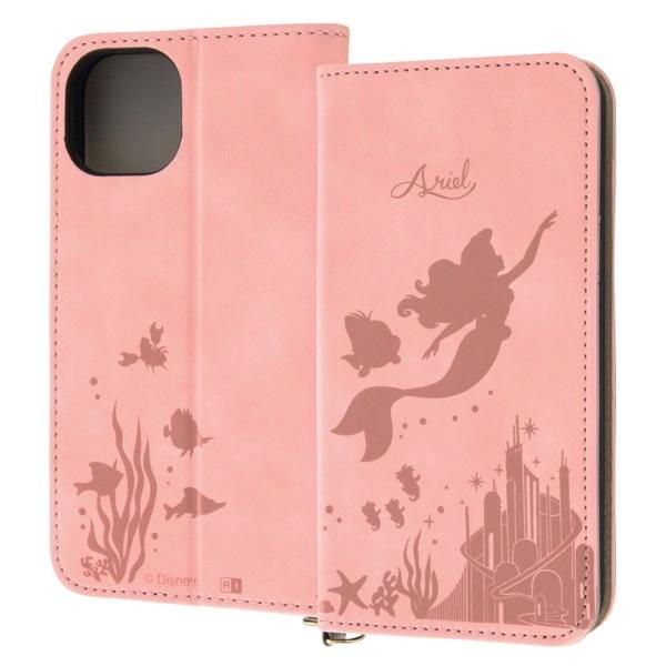 ingrem イングレム iPhone 14 / 13 ディズニーキャラクター 耐衝撃 手帳型レザーケース Raffine アリエル_モノトーン IN-DP36DML2/AR7