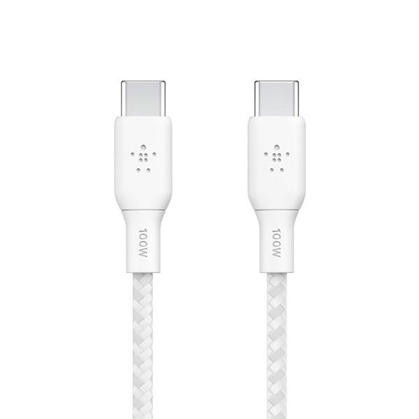 BELKIN ベルキン BOOST↑ CHARGE USB Type-C 超高耐久 2重編込ケーブル PD対応 最大100W 2m ホワイト CAB014bt2MWH
