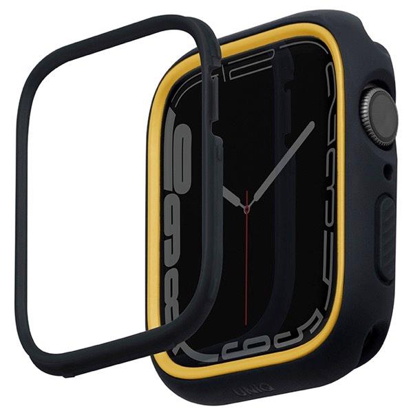 UNIQ Apple Watch 41mm Series 8 / 7 / 40mm SE 第2世代 SE / 6 / 5 / 4 MODUO CASE WITH INTERCHANGEABLE PC BEZEL MIDNIGHT BLACK/MUSTARD