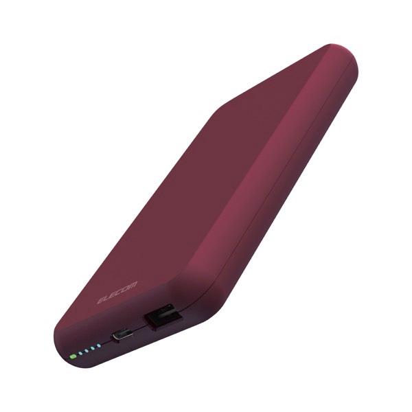 エレコム ELECOM モバイルバッテリー リチウムイオン電池 薄型 15W USB Type-C 1ポート / USB-A 1ポート 10000mAh レッド