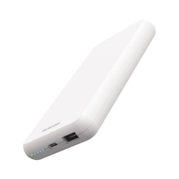 エレコム ELECOM モバイルバッテリー リチウムイオン電池 薄型 15W USB Type-C 1ポート / USB-A 1ポート 10000mAh ホワイト