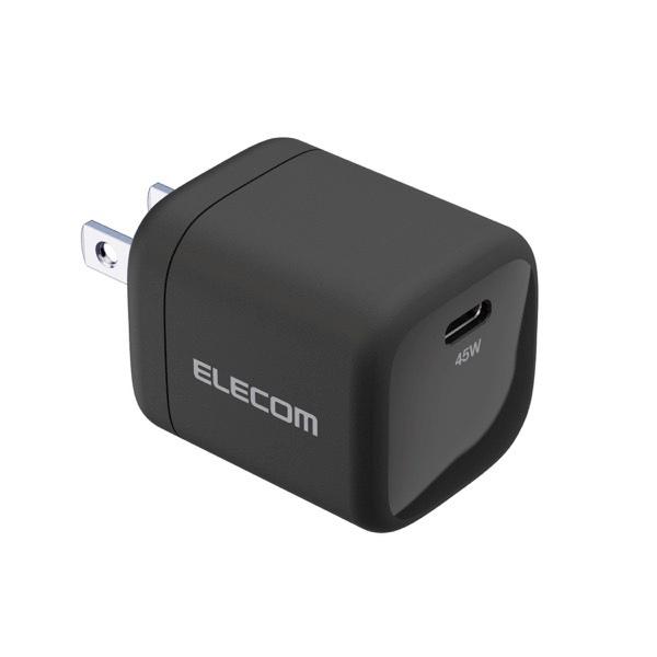 エレコム ELECOM ノートPC向けACアダプター USB充電器 USB Power Delivery 45W Type-C1ポート スイングプラグ ブラック ACDC-PD2245BK