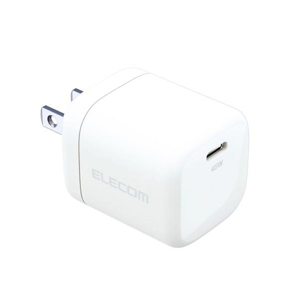 エレコム ELECOM ノートPC向けACアダプター USB充電器 USB Power Delivery 45W Type-C1ポート スイングプラグ ホワイト ACDC-PD2245WH
