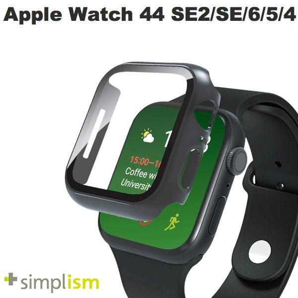 Simplism シンプリズム Apple Watch 44mm SE 第2世代 / SE / 6 / 5 / 4 高透明 ガラス一体型PCケース ブラック TR-AW2244-GLPC-CCBK