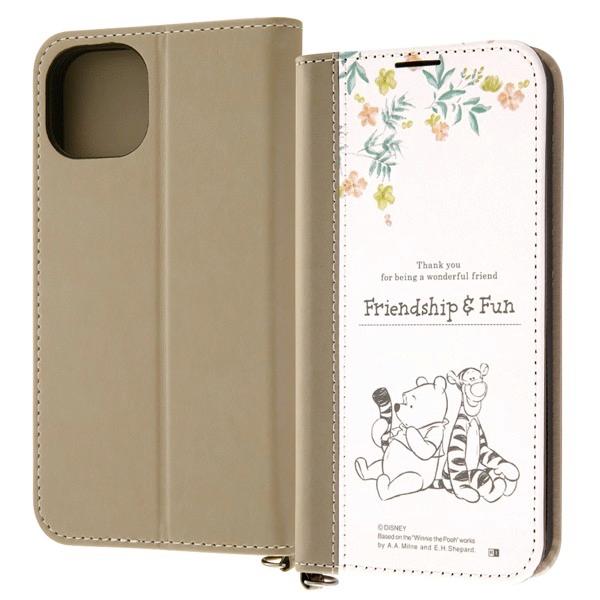 ingrem イングレム iPhone 14 / 13 ディズニーキャラクター 耐衝撃 手帳型レザーケース Noble プーとティガー_ノート風