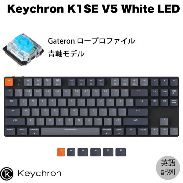 Keychron K1 SE V5 Mac英語配列 有線 / Bluetooth 5.1 ロープロファイル Gateron 青軸 87キー White LEDライト キーボード