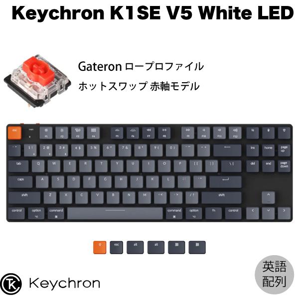 Keychron K1 SE V5 Mac英語配列 有線 / Bluetooth 5.1 ホットスワップ Gateron 赤軸 87キー White LEDライト キーボード