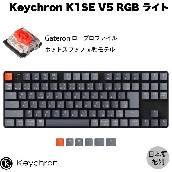 Keychron K1 SE V5 Mac日本語配列 有線 / Bluetooth 5.1 ロープロファイル ホットスワップ Gateron 赤軸 91キー RGBライト キーボード