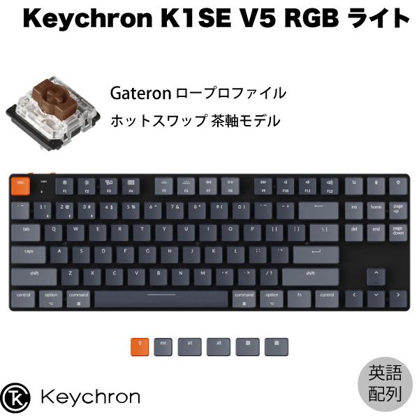 Keychron K1 SE V5 Mac英語配列 有線 / Bluetooth 5.1 ロープロファイル ホットスワップ Gateron 茶軸 87キー RGBライト キーボード