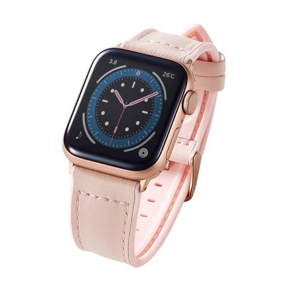エレコム ELECOM Apple Watch 41 / 40 / 38mm バンド ハイブリッドレザー ピンク AW-41BDLHVPN