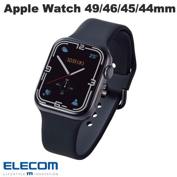 エレコム ELECOM Apple Watch 49 / 45 / 44 / 42mm バンド シリコン Lサイズ ブラック AW-45BDSCLBK