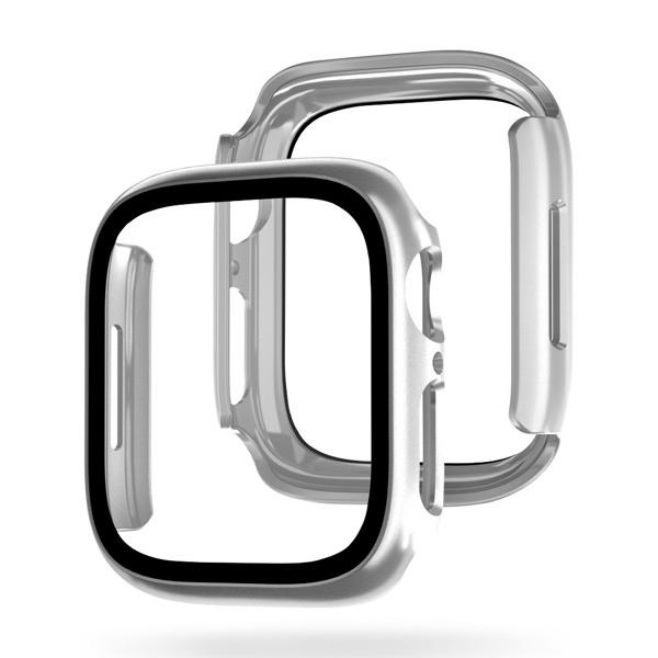 EGARDEN エガーデン Apple Watch 45mm Series 8 / 7 ガラスフィルム一体型ケース シルバー EG24877AWSV