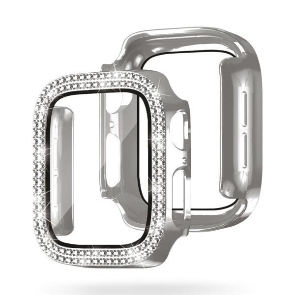 EGARDEN エガーデン Apple Watch 40mm SE 第2世代 / SE / 6 / 5 / 4 ガラスフィルム一体型ラインストーンケース シルバー