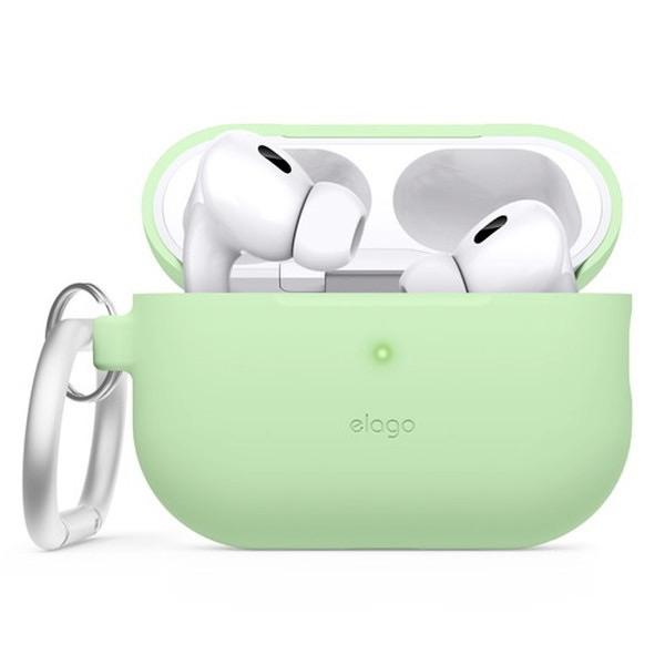 elago エラゴ AirPods Pro 第2世代 SILICONE HANG CASE カラビナ付き シリコンケース Pastel Green EL_A2PCSSCBN_GR