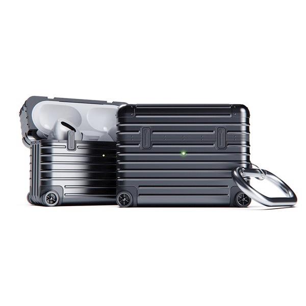 miak ミアック AirPods Pro 第 2 / 1世代 スーツケースデザイン キャリーケース カラビナ付 ブラック MA24915APP2