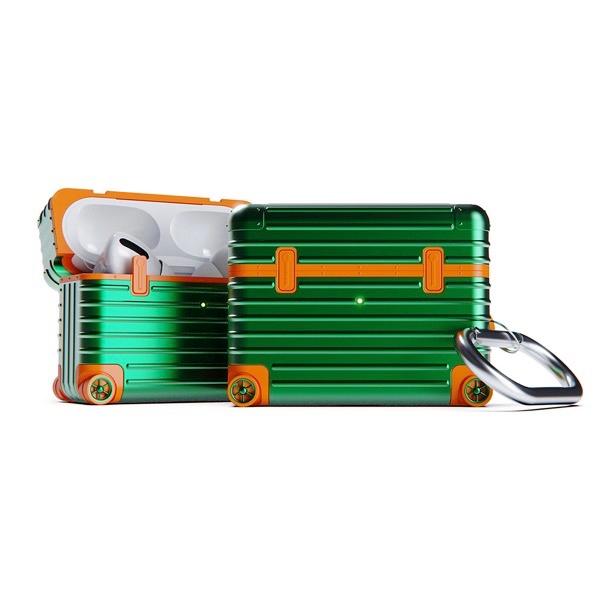 miak ミアック AirPods Pro 第 2 / 1世代 スーツケースデザイン キャリーケース カラビナ付 グリーン MA24916APP2