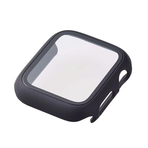 エレコム Apple Watch 40mm SE 第2世代 / SE / 6 / 5 / 4 フルカバーケース プレミアムガラス ゴリラ 高透明 ブラック