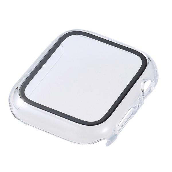 エレコム Apple Watch 44mm SE 第2世代 / SE / 6 / 5 / 4 フルカバーケース プレミアムガラス ゴリラ 高透明 クリア