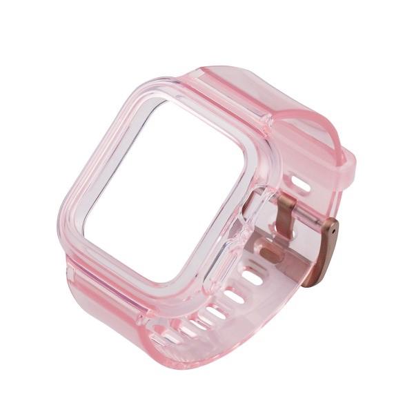 エレコム ELECOM Apple Watch 40mm SE 第2世代 / SE / 6 / 5 / 4 バンパー バンド一体型 クリアデザイン ソフト クリアピンク