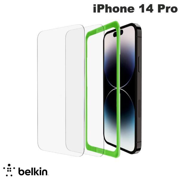 BELKIN ベルキン iPhone 14 Pro SCREENFORCE 保護 強化ガラスフィルム 0.33mm 光沢 2枚セット OVA109ZZ