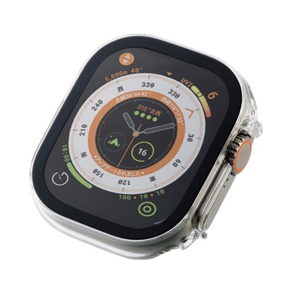 エレコム ELECOM Apple Watch 49mm Ultra フルカバーケース プレミアムガラス セラミックコート クリア AW-22CFCGCCR